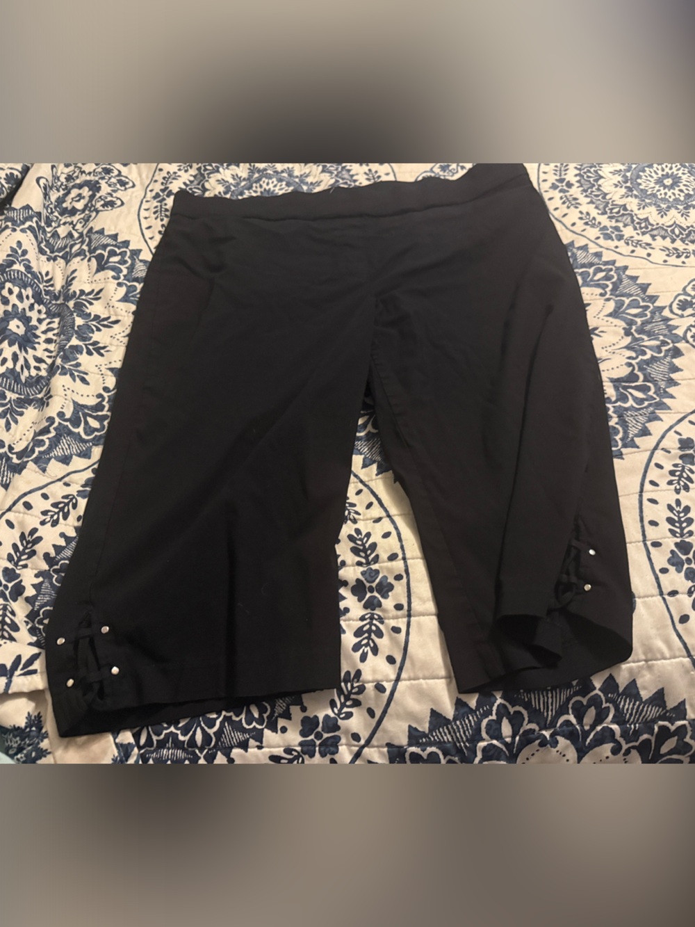 Madison Black Midi Skirt with Side Lace-Up Tabs